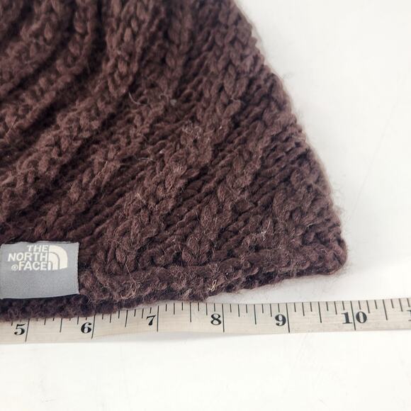 The North Face Wool Blend Chunky Knit Hat Unisex Choco Brown Ski Luxury - Picture 9 of 9
